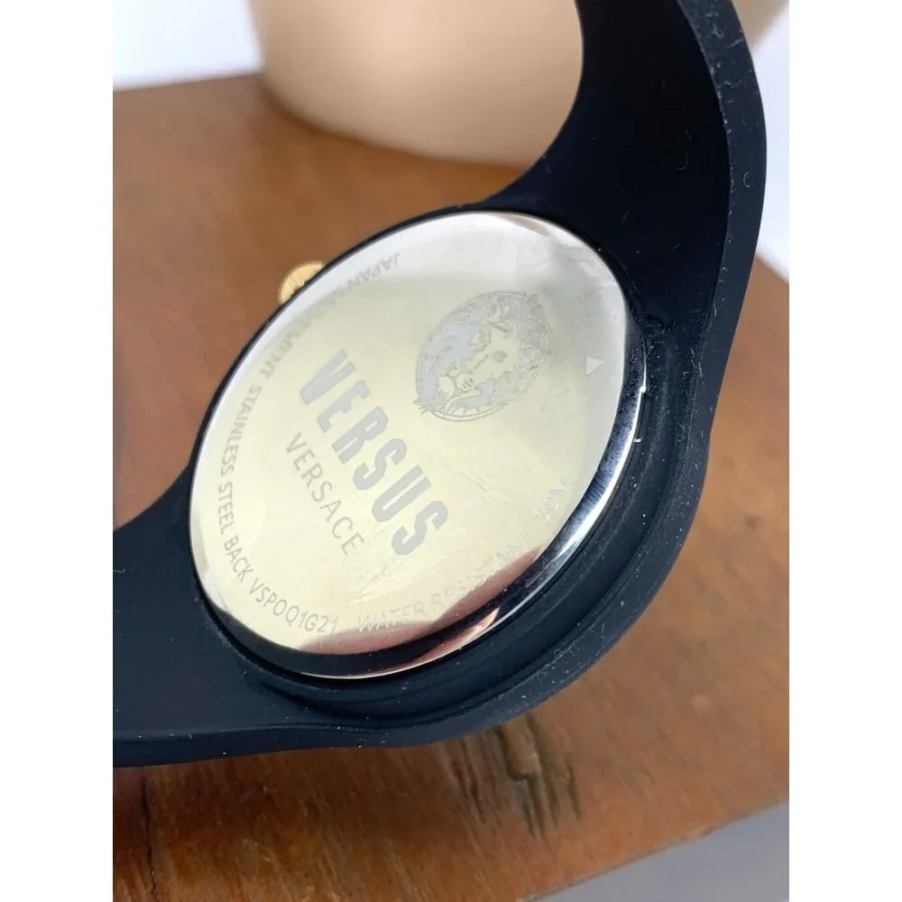 Versus by Versace Women's Watch VSPOQ1G21 Quartz Gold Black Rubber Band 40mm